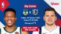 Live streaming NBA, Bucks vs Mavericks, Sabtu (16/1/2021) pukul 07.30 WIB dapat disaksikan melalui platform streaming Vidio. (Dok. Vidio)