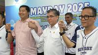 Menteri PKP Maruarar Sirait, Menteri Ketenagakerjaan Yassierli, Wakil Menteri Ketenagakerjaan Immanuel Ebenezer saat May Day 2025. (Foto: Liputan6.com/Delvira H)