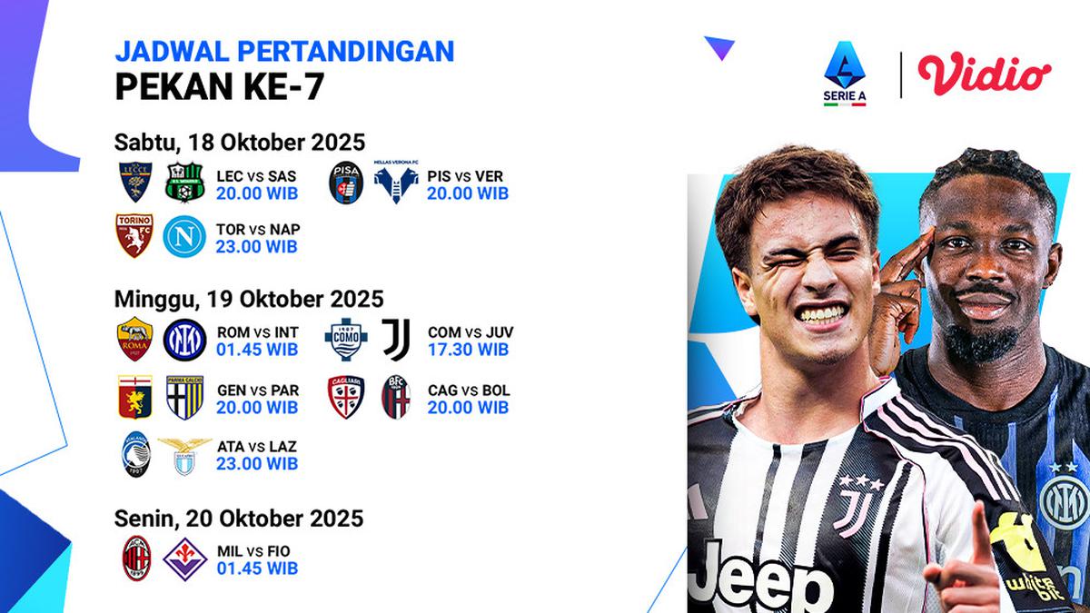 Simak Jadwal Serie A 2025/26 Pekan ke-7: Tayang Eksklusif di Vidio