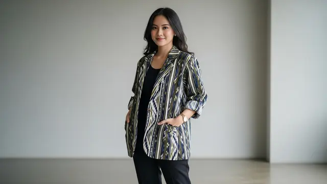 Model Baju Lurik Blazer yang Elegan di 2025/ Ilustrasi AI