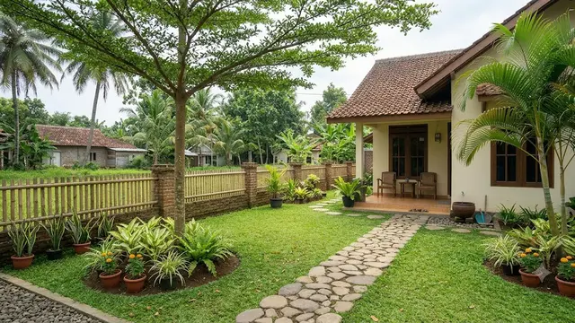 Ide Menata Halaman Rumah Agar Teduh Tanpa Biaya Mahal Model Menanam Ketapang Kencana Pada Sudut Halaman