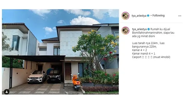 7 Potret Rumah Tya Ariestya yang Akan Dijual, Minimalis Berkonsep Townhouse
