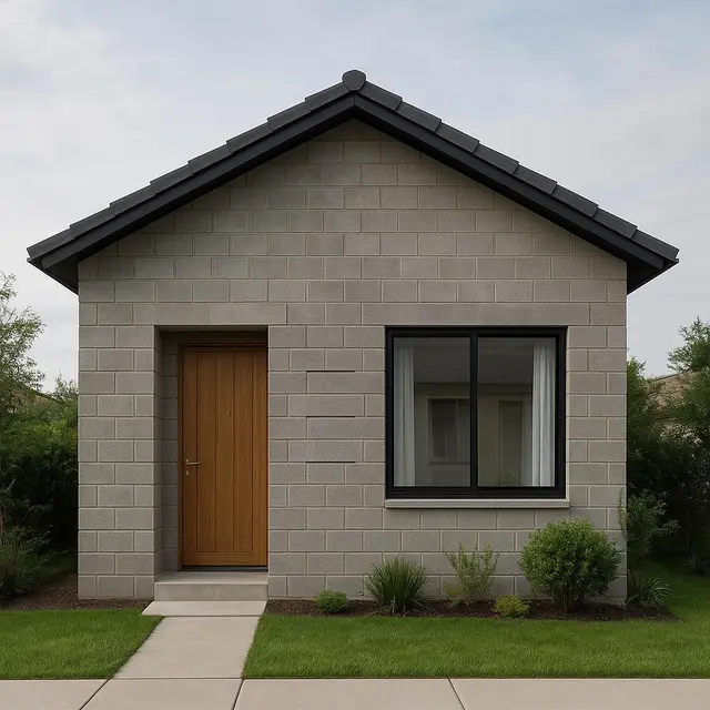 Model Rumah Sederhana dari Batako dengan Atap Pelana