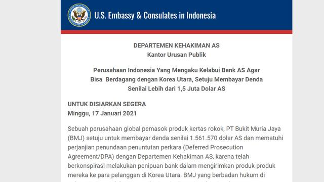 Perusahaan Kertas Rokok di Karawang Kena Sanksi AS Rp 21 Miliar - Global  Liputan6.com
