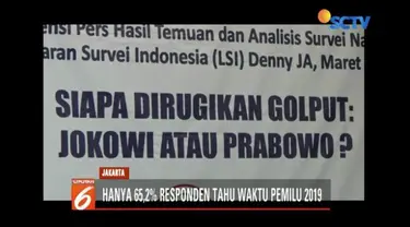 Berdasarkan hasil survei LSI Denny JA, pemilih golput diprediksi meningkat pada Pemilu 2019.