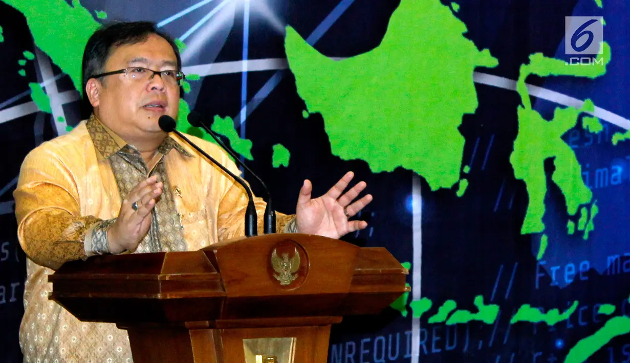 Menteri PPN/Kepala Bappenas, Bambang Brodjonegoro memberikan sambutan pada Pembukaan Roundtable High Level Discussion di Kantor Kementerian Bappenas, Jakarta, Rabu (25/07). Diskusi mengusung tema Indonesia: Pusat Ekonomi Dunia. (Liputan6.com/HO/Bappenas)