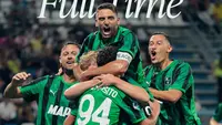 Jay Idzes dan Sassuolo merayakan kemenangan atas Juventus pada laga pekan keempat Serie A di Stadio Mapei, Senin (14-9-2026) dini hari WIB. (Dok. X @SassuoloUS)