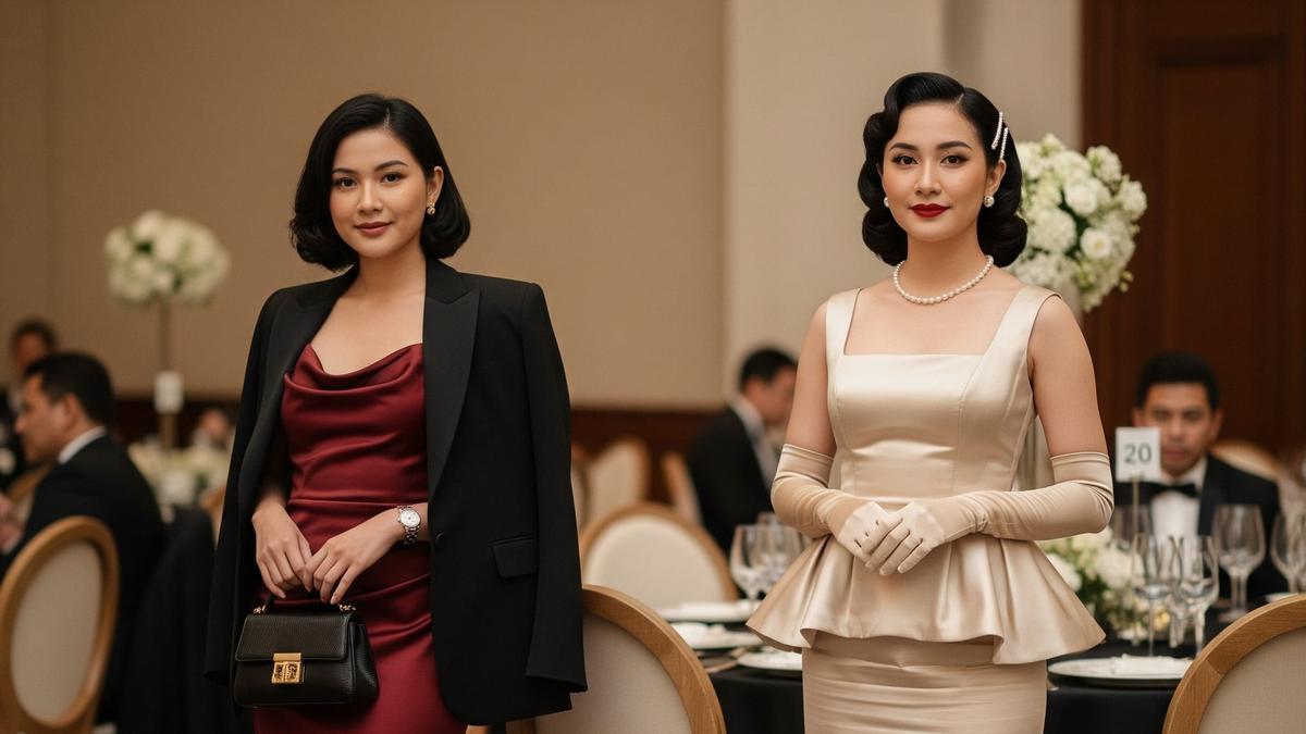 10 Inspirasi Dress Pesta Peplum High Waist Satin, Tampil Berkelas di Gala Dinner