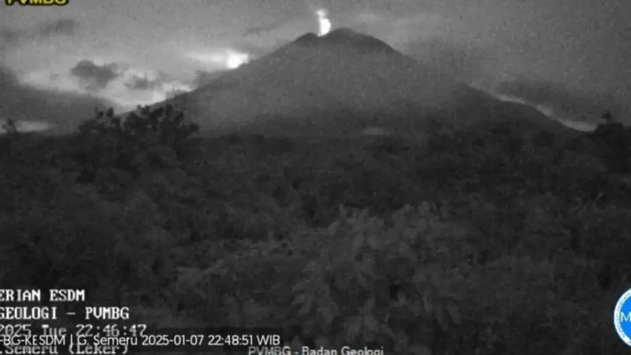 Gunung semeru erupsi dengan ketinggian 600 meter (Istimewa)