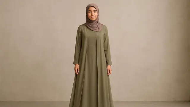 Model Gamis Rompi Depan Modern 2025/Gambar via AI