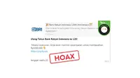 Cek Fakta: Hoaks Pesan Berantai BRI Bagikan Rp 5 Juta Rayakan Ultah ke-120