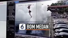 Rekaman CCTV memperlihatkan detik-detik bom bunuh diri meledak di halaman Mapolrestabes Medan Rabu (13/11) siang. Bom meledak tepat pukul 08.35 WIB.