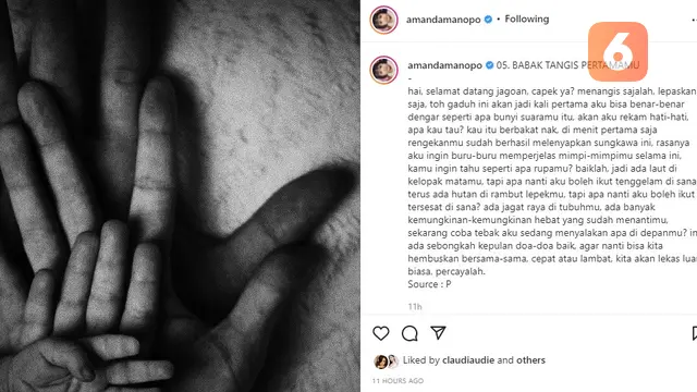 Unggahan Amanda Manopo soal Andin melahirkan di Ikatan Cinta (Foto: Instagram/@amandamanopo)