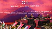 Menteri Energi dan Sumber Daya Mineral (ESDM) Arifin Tasrif di acara Supreme Audit Institution (SAI)20 Summit di Bali, Selasa (30/8).