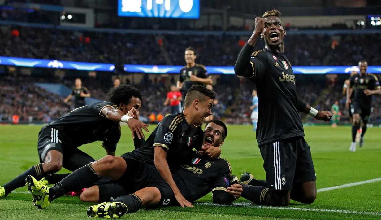 Alvaro Morata merayakan gol kemenangan yang dicetaknya ke gawang Manchester City di laga Grup D Liga Champions di Stadion Etihad, Manchester, Inggris, Rabu (16/9/2015) dini hari WIB. (Reuters/Phil Noble)