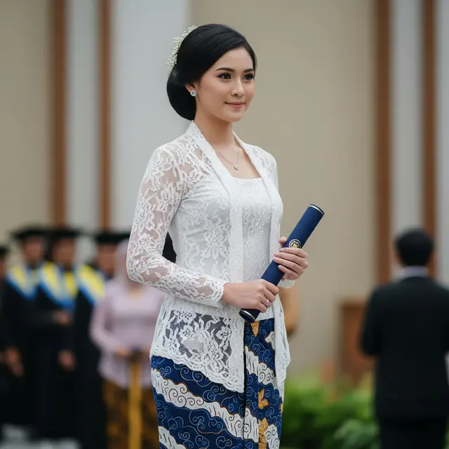 9 Model Kebaya Batik Kombinasi Brokat untuk Wisuda, Pilihan Elegan dan Modern