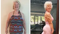 Nenek 74 tahun ini tak hanya rajin berolahraga, tetapi tiga tahun lalu ia berhasil menurunkan berat badan sekitar 28 kilogram. (dok. Instagram @trainwithjoan/https://www.instagram.com/p/B8UguGnn-Bz/)