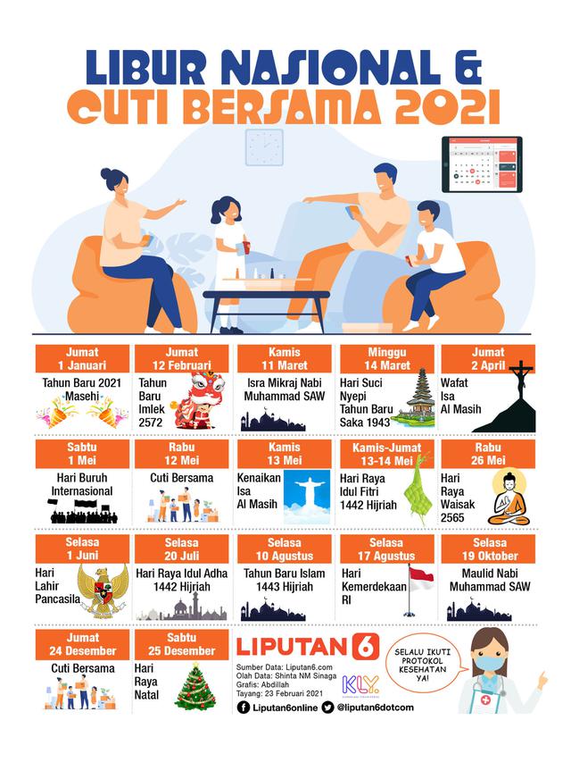 Infografis Libur Nasional dan Cuti Bersama 2021