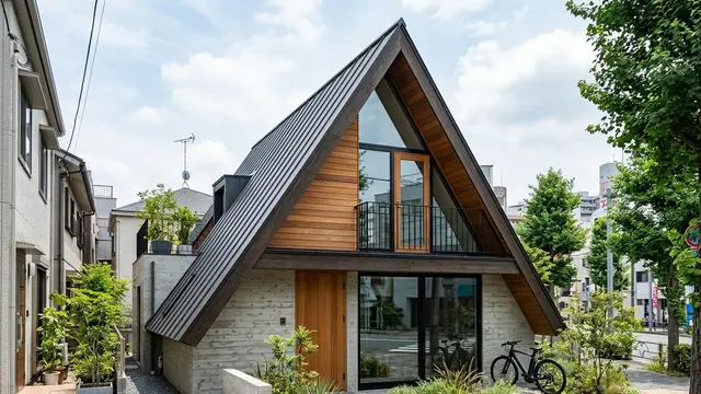 Gambar Fasad Rumah Minimalis dengan Kombinasi Kayu dan Beton