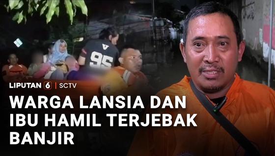 Warga Lansia dan Ibu Hamil Terjebak Banjir