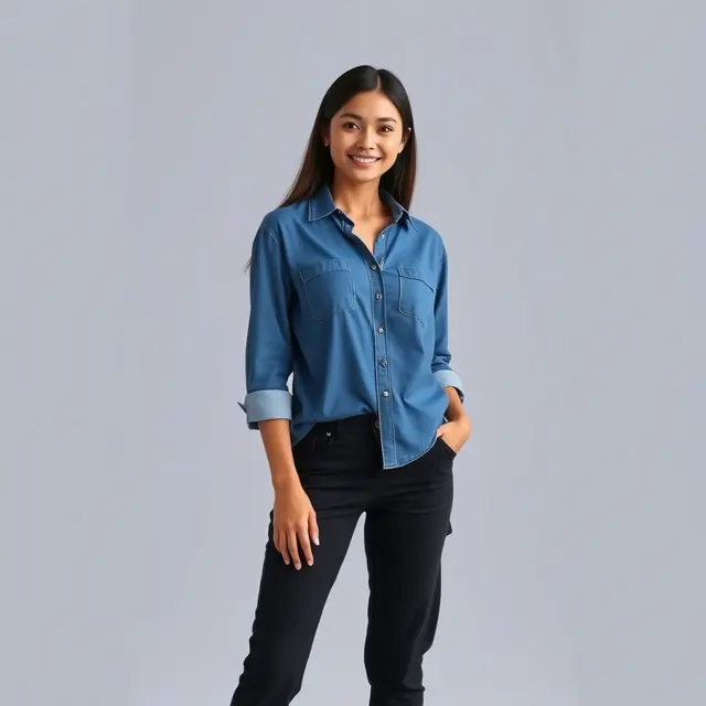 Ilustrasi warna denim blue untuk kulit sawo matang