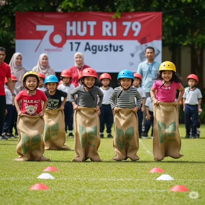 Balap Karung Mini dengan Helm