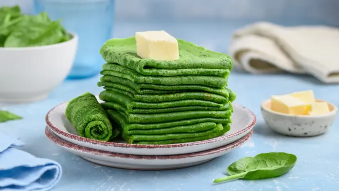 resep pancake crepes hijau ijo bayam sayur
