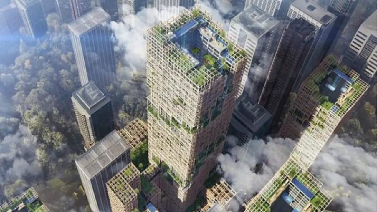 Gedung tertinggi di dunia yang terbuat dari kayu, W350, rencananya akan dibangun di Jepang.