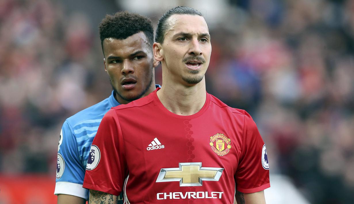 Karena hukuman FA, Zlatan tidak bisa membela Setan Merah pada perempatfinal Piala FA melawan Chelsea. Dan juga melewatkan dua laga Premier League melawan Middlesbrough (19/3/2017) dan West Bromwich Albion (1/4/2017). (Martin Rickett/PA via AP)