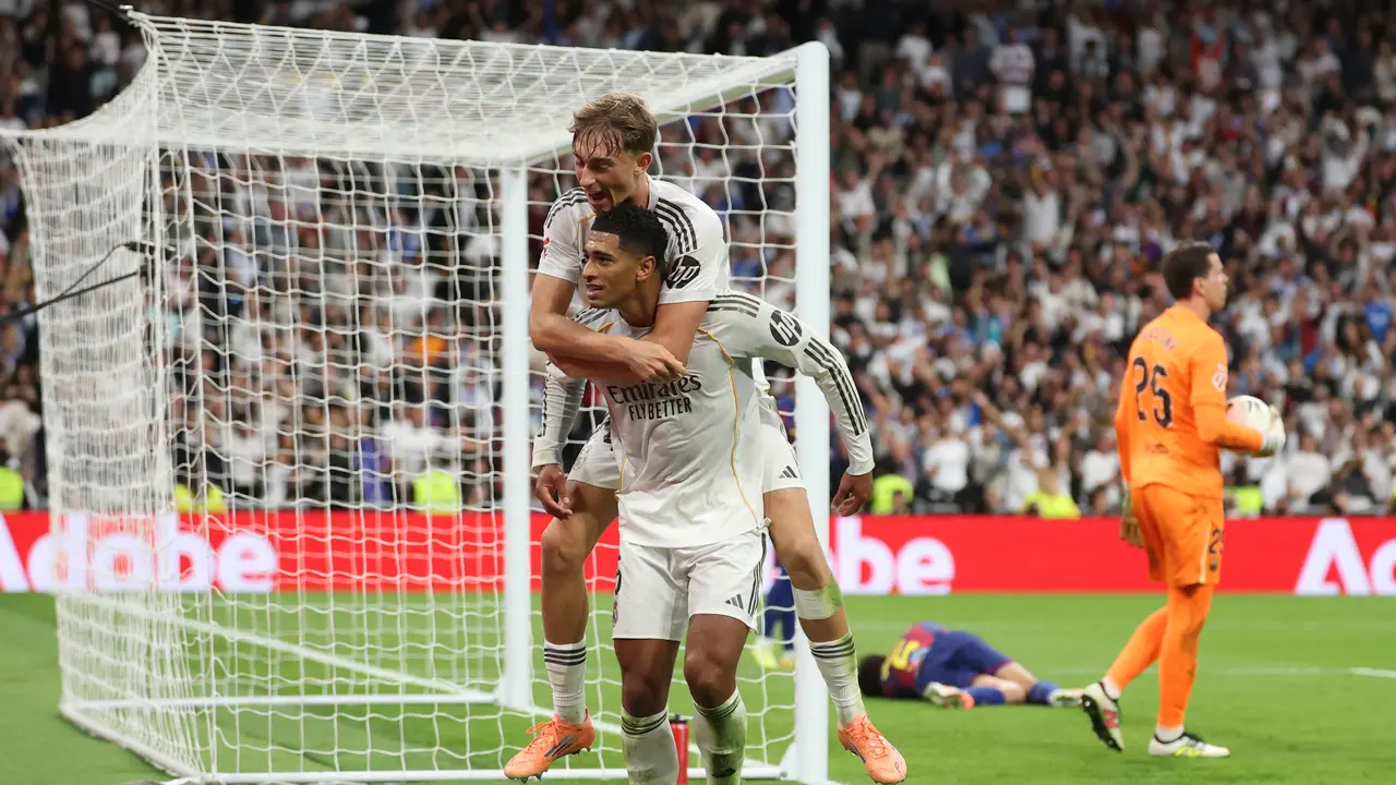 Selebrasi pemain Real Madrid saat mengalahkan Barcelona di LaLiga 2025/2026