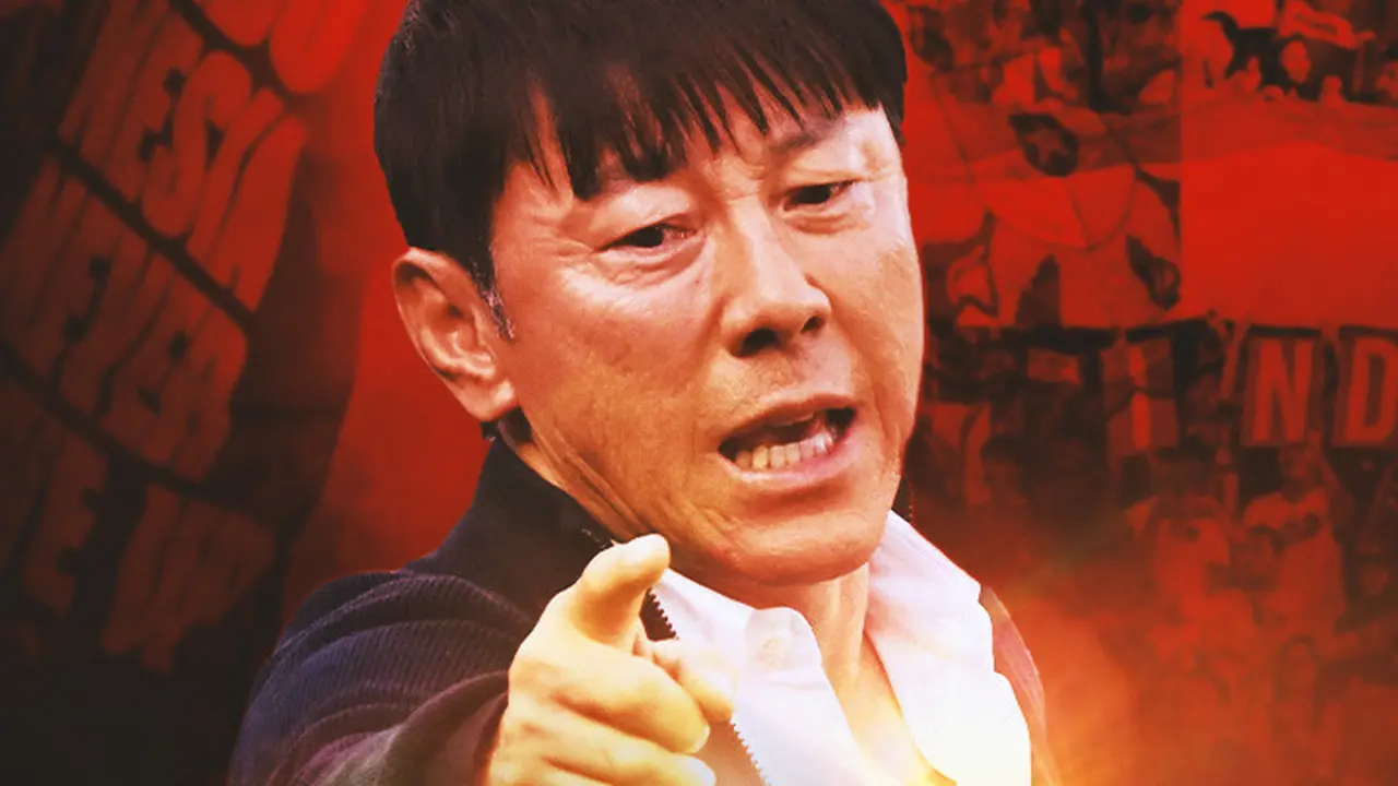 Ilustrasi - Shin Tae-yong dengan Tulisan Korea