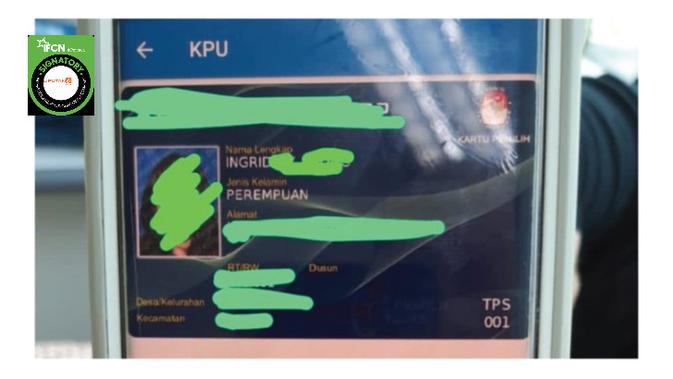 Tangkapan layar klaim penampakan kartu pemilih Pemilu 2024