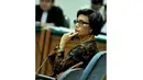 Mantan Menteri Keuangan di era Kabinet Indonesia Bersatu, Sri Mulyani tampak serius saat berada di Pengadilan Tipikor, Jumat (2/5/14). (Liputan6.com/Johan Tallo)