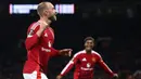 The Red Devils unggul lebih dulu lewat gol yang dicetak Christian Eriksen pada menit ke-35. (Darren Staples/AFP)