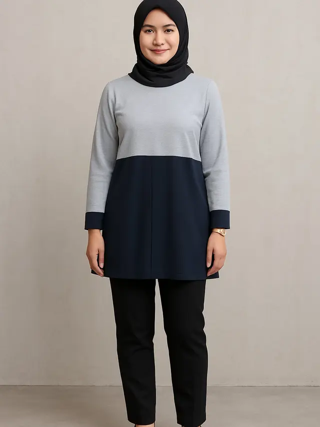 Baju Tunik Kantor Berjilbab Modern 2025 (Foto: ChatGPT)