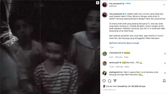 Rissa Saraswati Kenang Sosok Matt White, Aktor Cilik Pemeran Film Danur yang Meninggal Dunia. (Foto: Instagram/official.mattwhite)