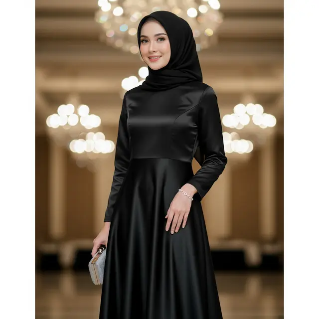 Model Gamis Hitam Polos Elegan untuk Acara Formal