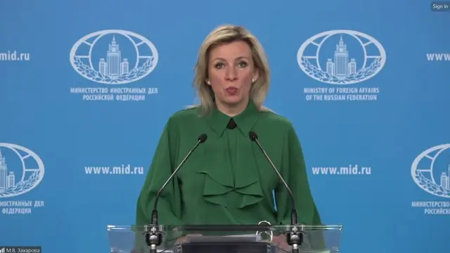 Juru Bicara Kementerian Luar Negeri Rusia Maria Zakharova dalam pernyataan pers secara virtual, Kamis (18/4/2024). (Liputan6/ Benedikta Miranti)