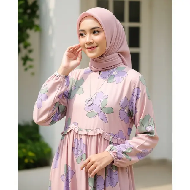 Model Gamis Dua Motif (Image by GeminiAI)
