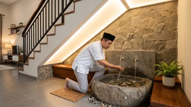 Model Tempat Wudhu di Bawah Tangga