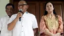 Aburizal Bakrie mengatakan keputusan berkoalisi dengan PDIP menunggu hasil Rapimnas Golkar pada Sabtu mendatang (Liputan6.com/Johan Tallo)