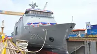 Kapal Strategic Sealift Vessel (SSV) pesanan Kementerian Pertahanan Philipina, merupakan hasil karya mandiri anak bangsa akan menjadi kapal perang pertama yg di ekspor Indonesia. (Foto: Dok Menko Maritim)