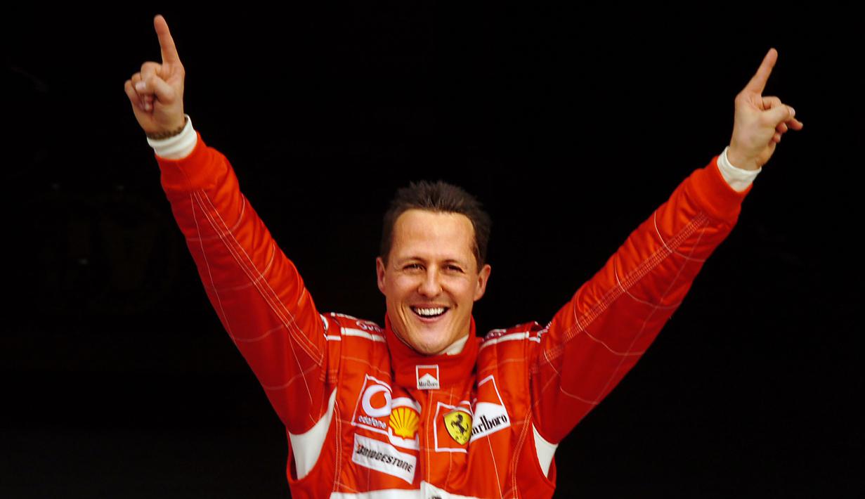 Dari total 306 balapan yang dilakoninya, Schumacher meraih total 91 kemenangan Grand Prix dengan 155 kali podium di ajang balapan. (AFP/Damien Meyer)