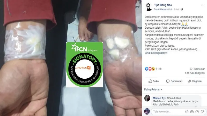 [Cek Fakta] Gambar Tangkapan Layar Foto Bawang Putih