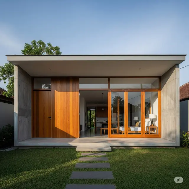 Rumah Industrial Minimalis dengan Material Lokal