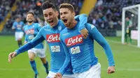 Jorginho dan Jose Callejon merayakan gol Napoli ke gawang Udinese (Foto: Napoli)