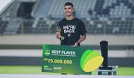 Gustavo Tocantins berhasil meraih pemain terbaik di arena Pegadaian Championship 2025/26. (Bola.com/Abdul Aziz)