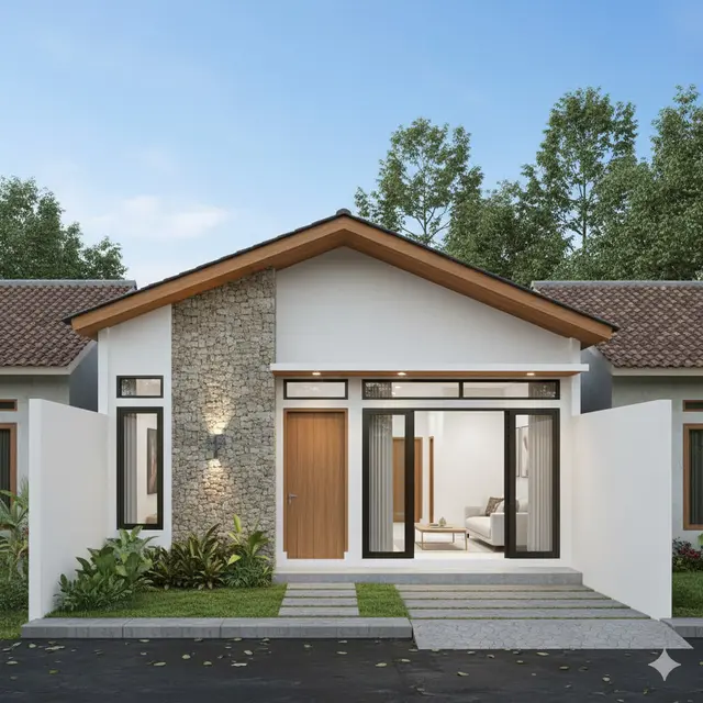 Model Rumah Sederhana di Kampung yang Elegan. Gemini