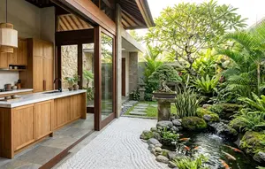 7 Inspirasi Dapur dengan Taman Zen Minimalis, Bikin Ruang Masak Lebih Asri