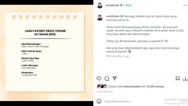 Erick Thohir (Foto: Instagram/@erickthohir)